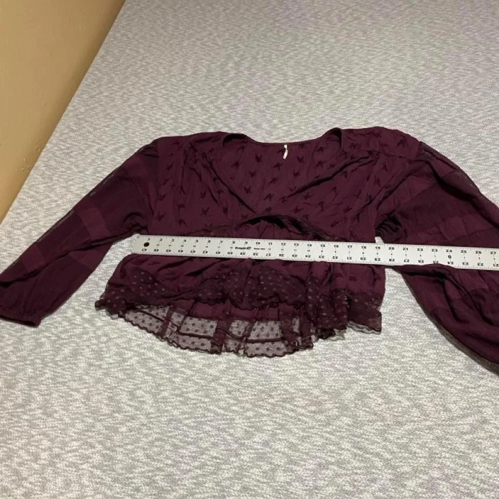 Free people Burgundy blouse with lace details women L. SKU-B748